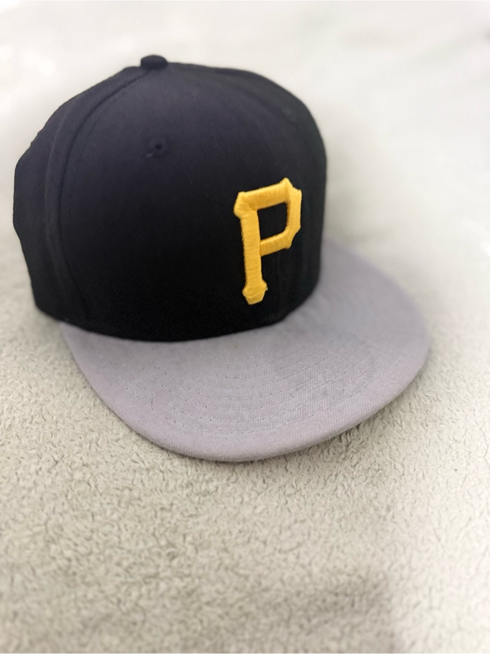 Black and Gray Fitted Baseball Cap with Pittsburgh Pirates logo